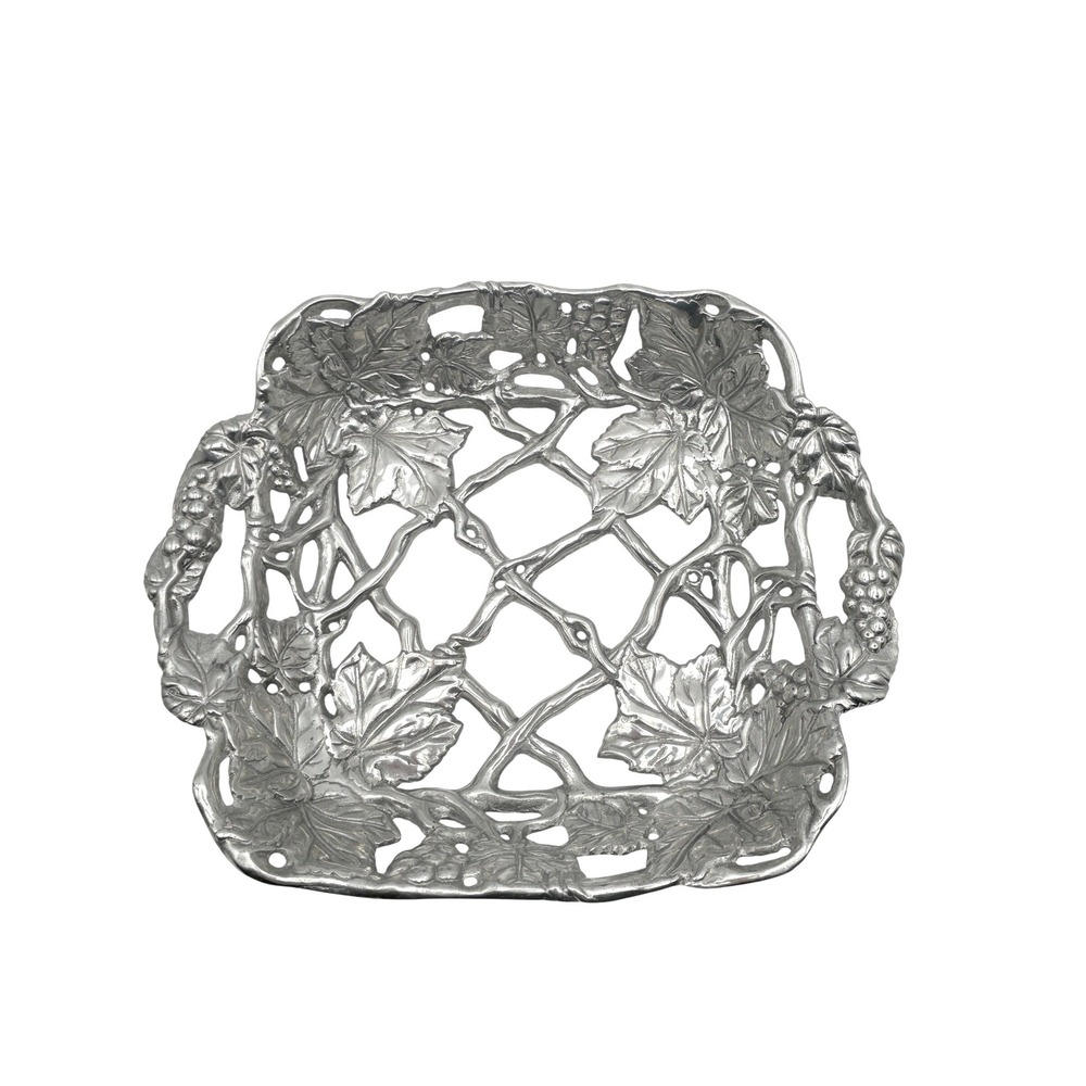 Arthur Court Aluminum Casserole Dish Holder Grapevine Square 10x10 1999